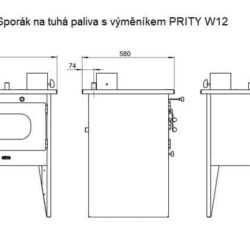 Bếp nhiên liệu rắn có bộ trao đổi nhiệt PRITY W12 1P41, phải