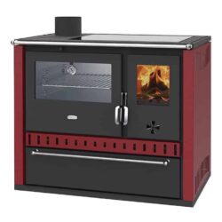 Bếp nhiên liệu rắn với bộ trao đổi nước nóng PRITY GT W10 FI G DR, lò nướng inox, màu đỏ tía, bên trái