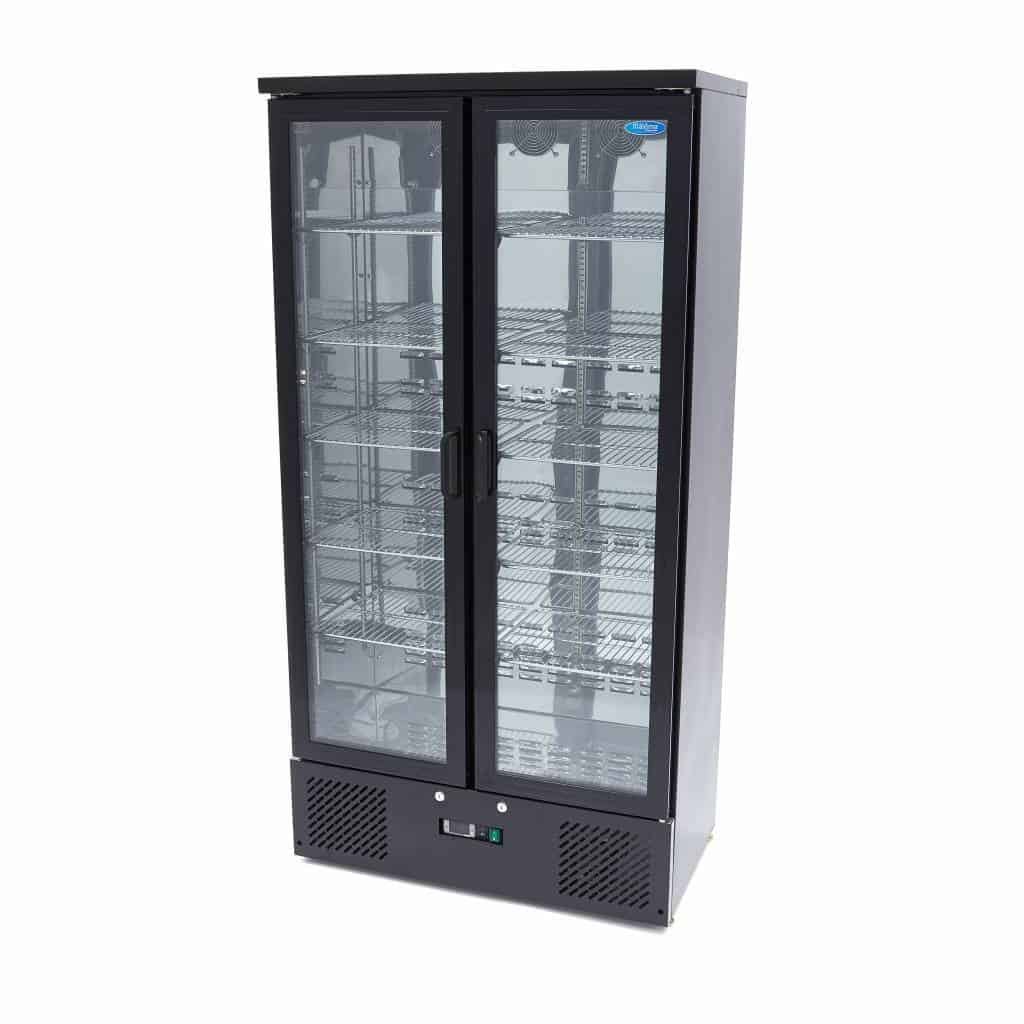Vitrina de refrigeração envidraçada 466L preta - porta articulada