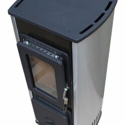 Kandallókályha, Milano II B fekete, rozsdamentes acél