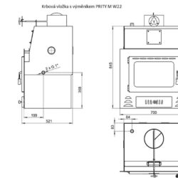 Inserção de lareira com trocador de calor PRITY M W22