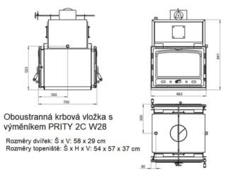 Krbová vložka s teplovodním výměníkem PRITY 2C W28 – Image 3