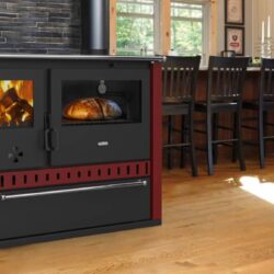 Poêle à combustible solide PRITY GT FI S DR, four inox, bordeaux