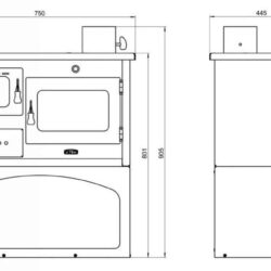 Poêle à combustible solide PRITY 1P34, droite