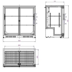 Glazen toonbankkoelkast CS 7517A 2 schuifdeuren