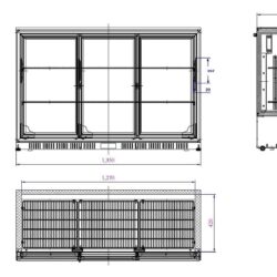 CS 7517A glazen toonbankkoelkast 3 schuifladen