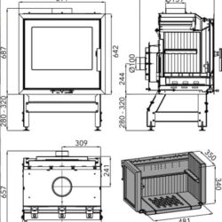 Камінна топка VESUVIO II 1S, дверцята чорний/чавун