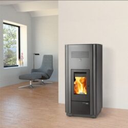 Stufa a pellet HSP 6 con scambiatore, antracite/nero incl. Wifi