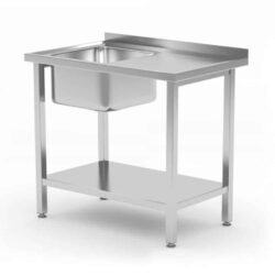 Table avec évier et étagère HENDI, gauche, 80x60x85cm