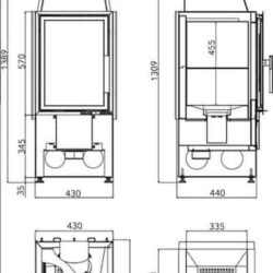 Камінна топка MALVIK-IV, приплив зовнішнього повітря чорний