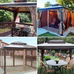 Terrasslusthus med fast tak 3x3,6m med myggnät