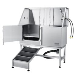 Hundeplejebalje i rustfrit stål med sæbeboks