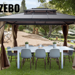 Terrasslusthus med fast tak 3x3,6m med myggnät