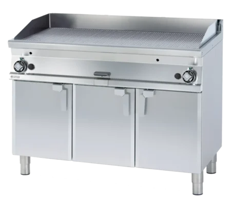Grillplaat 116x51 gas chroom gegroefd met voet | RM-FTR-712GS