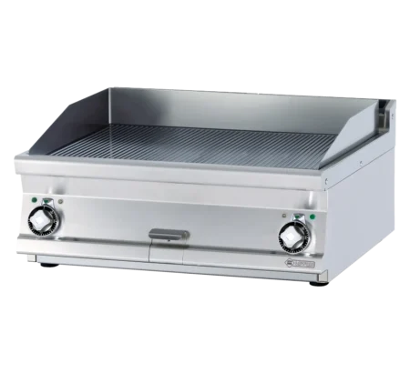 Grillplatte 79x52 elektrisch chrom gerillt ohne Sockel 400 V | RM - FTRT-78ETS