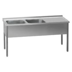 Washing table 210x70x90 - 2x sink 60x50x30, right drip surface | REDFOX - MSDOP 7021