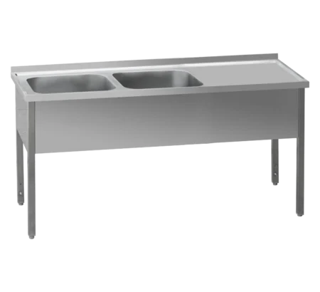 Стіл мийний 210x70x90 - 2x раковина 60x50x30, крапельниця права | REDFOX - MSDOP 7021