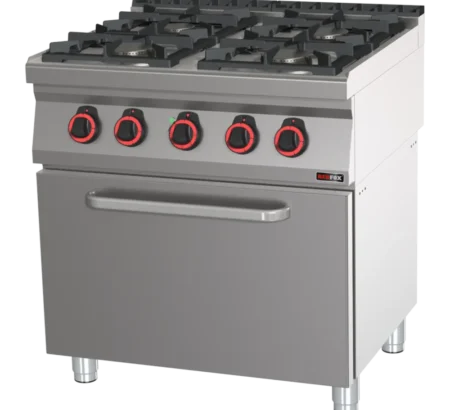 Estufa combinada con horno eléctrico de aire caliente GN 1/1 - 4x quemadores ECO | REDFOX - SPBT 70/80 11 GE