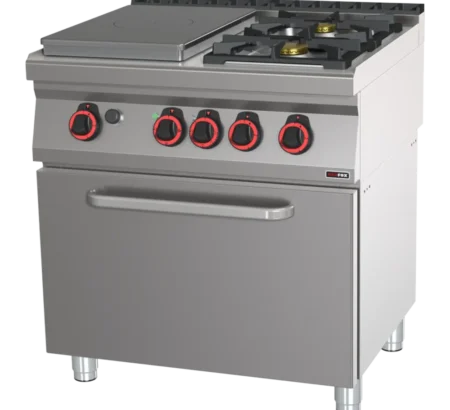 Fogão a gás com forno elétrico estático GN 2/1 - 3 queimadores | REDFOX - STPT 70/80 21 GE
