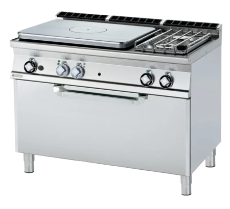 Fogão a gás com forno a gás estático 3x GN 1/1 - 3x queimador | RM-TPF2-712GP