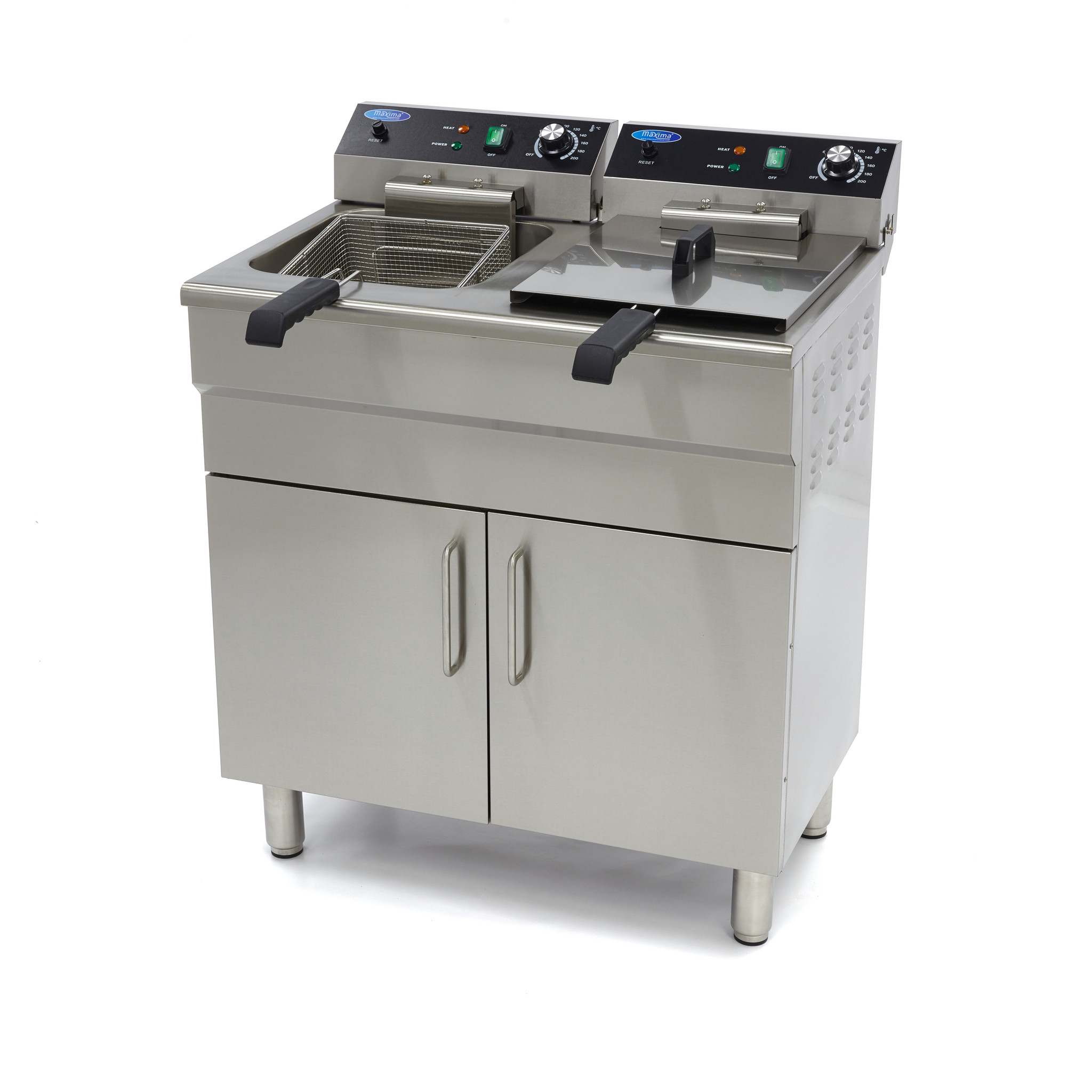 Deep fryer - 2 x 16 l - 2 baskets - with drain tap and stand - 400 V