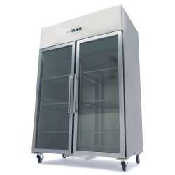 Freezer - 1400 l - 6 adjustable shelves (2/1 GN) - stainless steel - with glass door