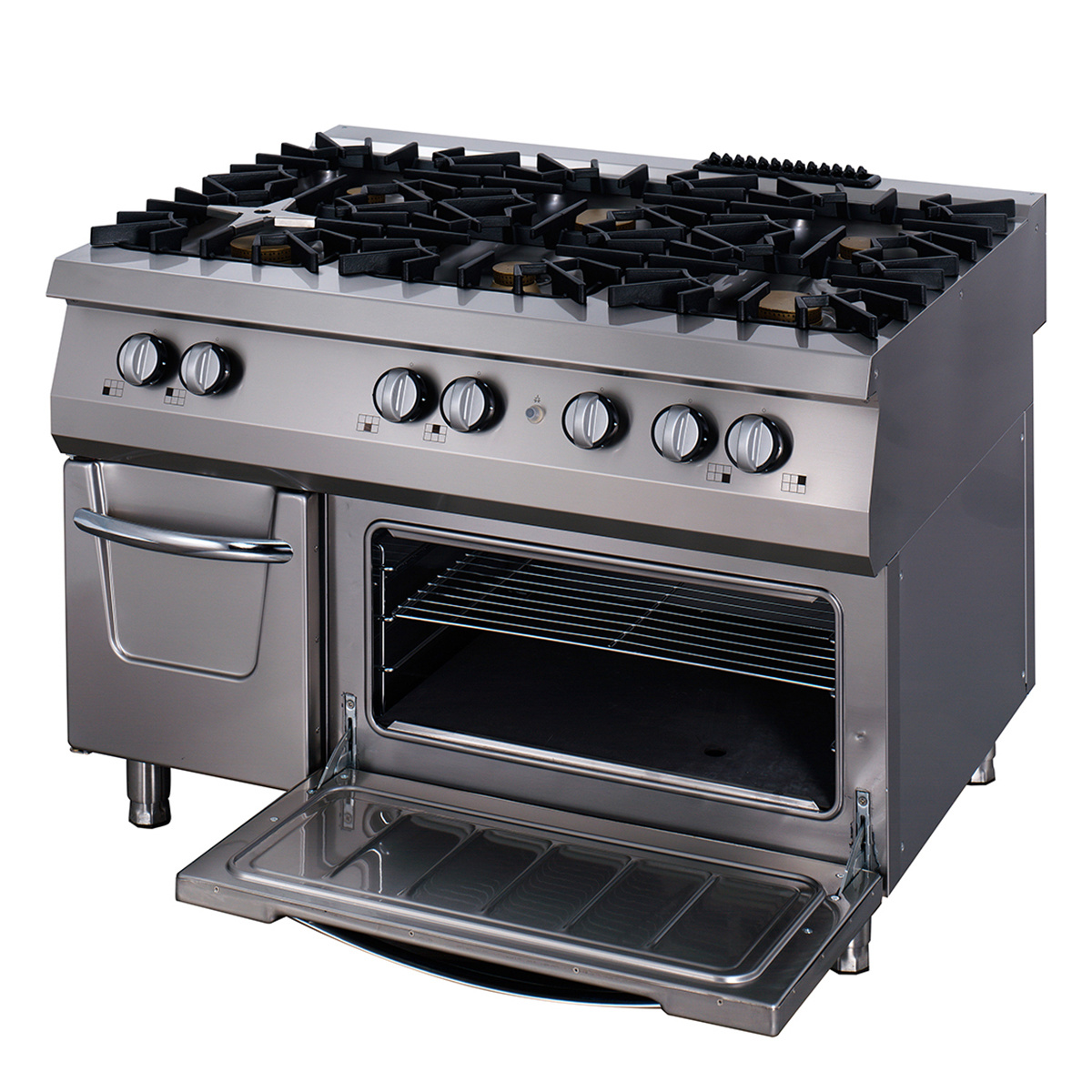 Premium stove - 6 burners - gas - three-burner - with oven - depth 90 cm