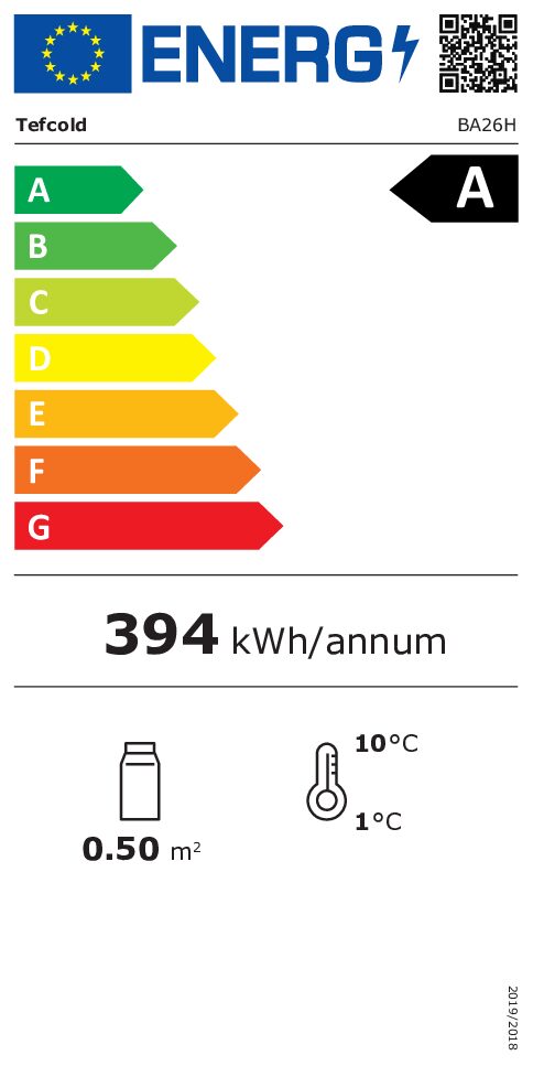 Minibar, prosklené křídlové dveře TEFCOLD BA 26 H